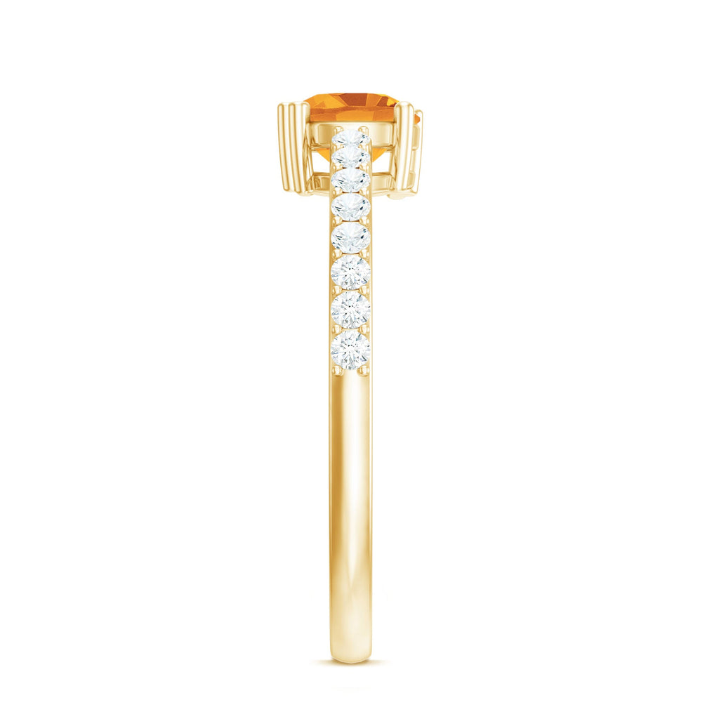 Natural Citrine Promise Ring with Diamond