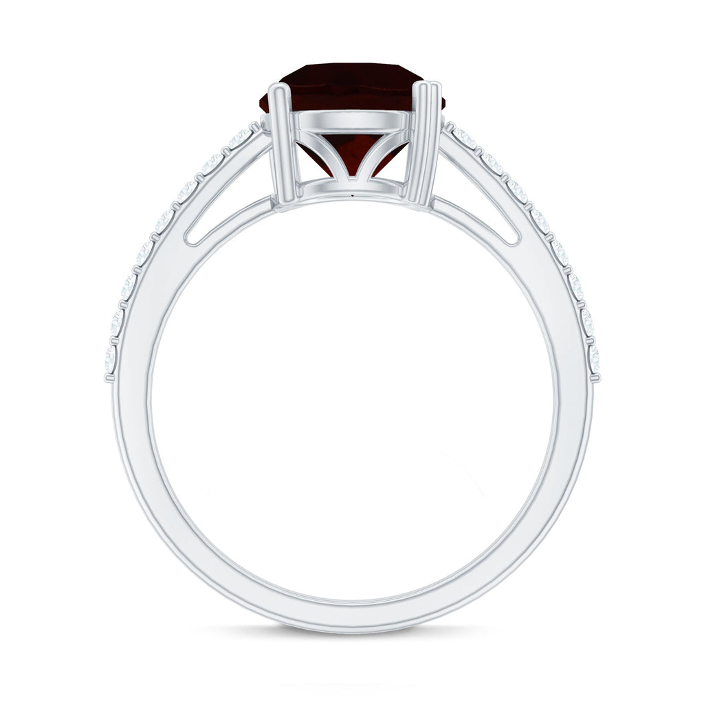 Certified Natural 2.3 Carat Garnet Big Engagement Ring with Diamond