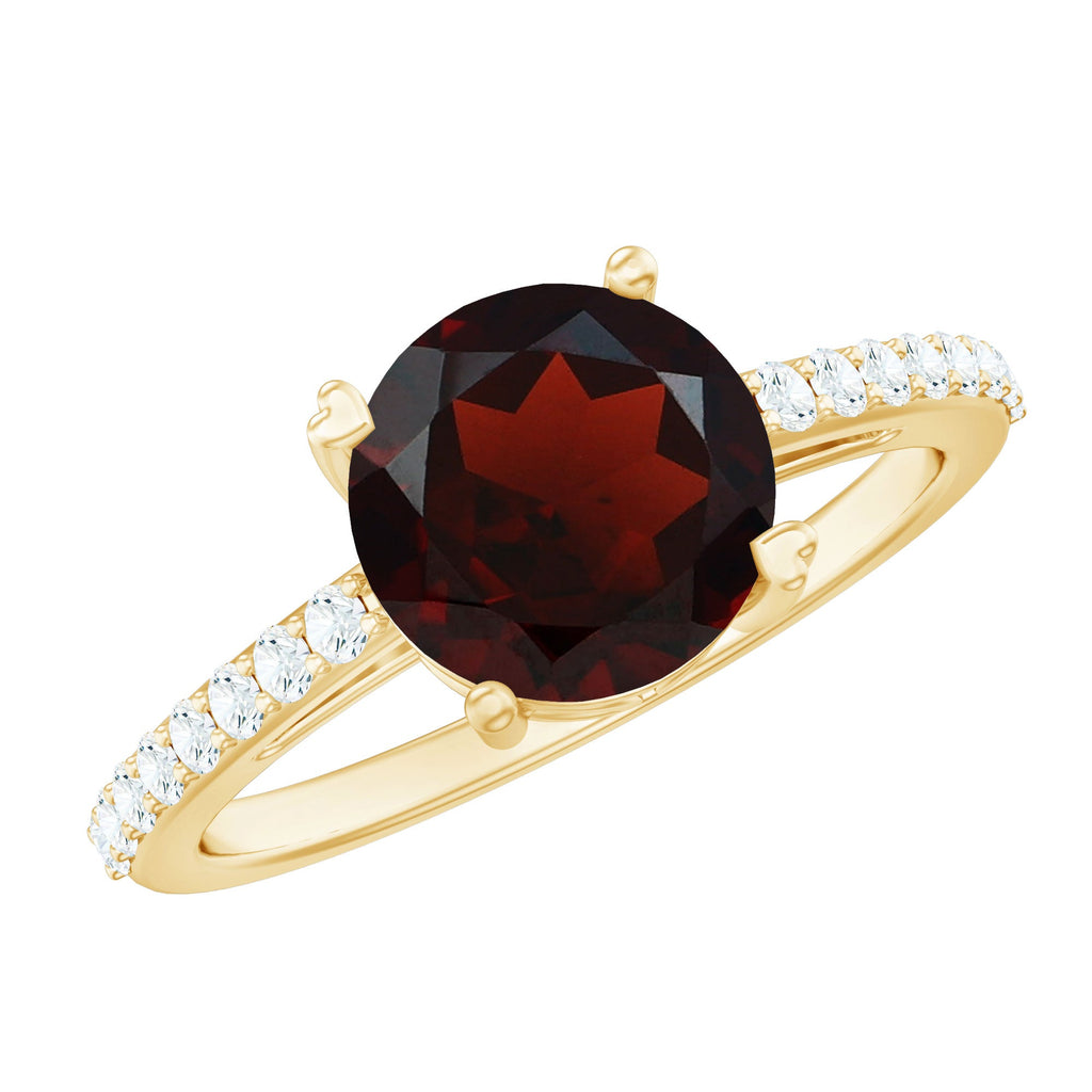 Certified Natural 2.3 Carat Garnet Big Engagement Ring with Diamond