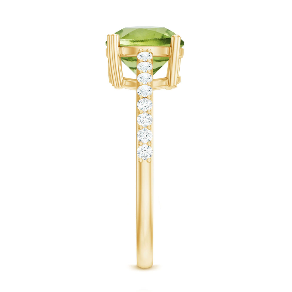 Natural 2 Carat Peridot Engagement Ring with Diamond