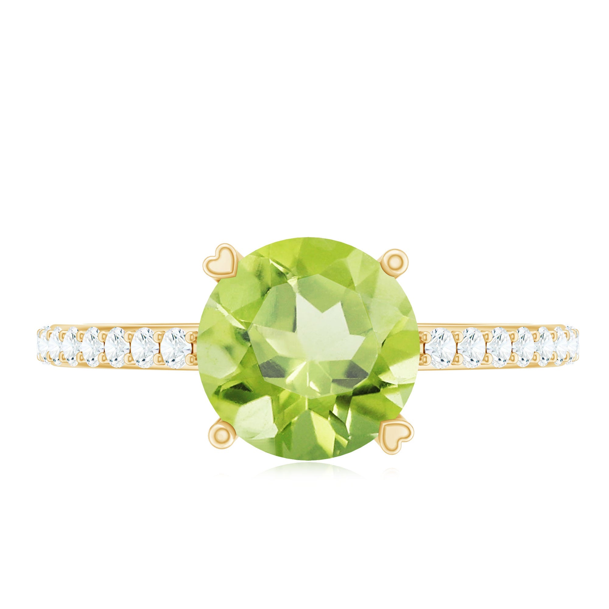 Natural 2 Carat Peridot Engagement Ring with Diamond