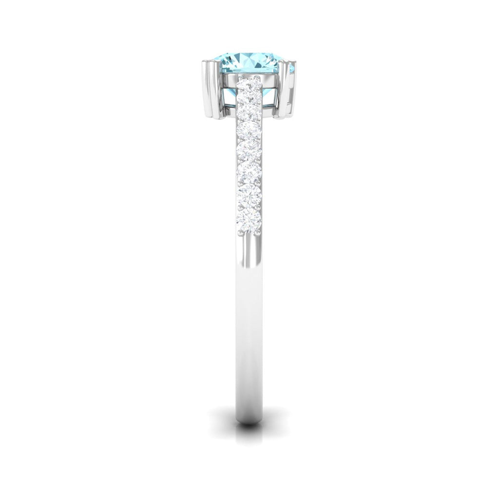 Designer Set Aquamarine Solitaire Engagement Ring with Diamond