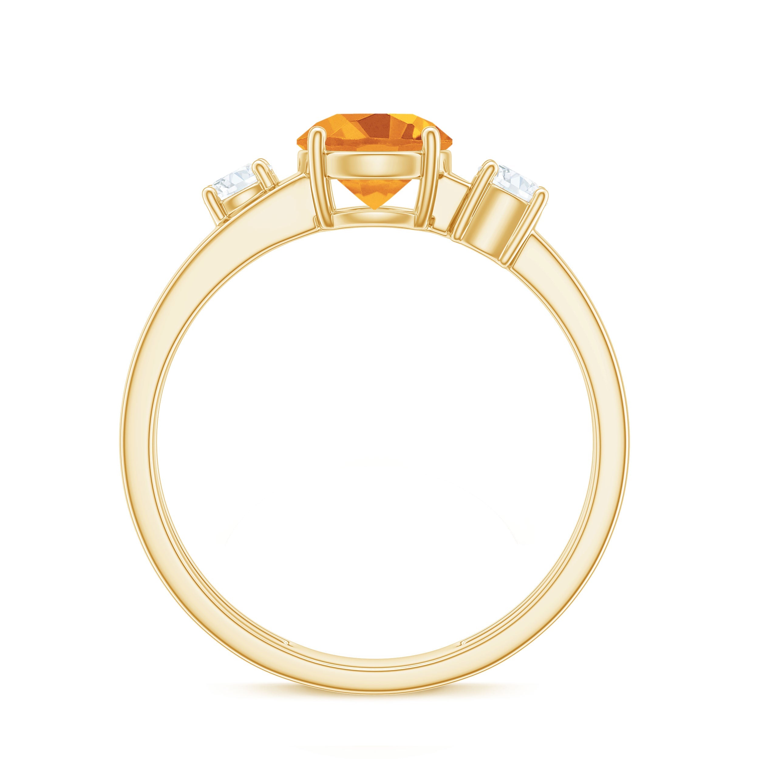Real Citrine Diamond Double Band Engagement Ring