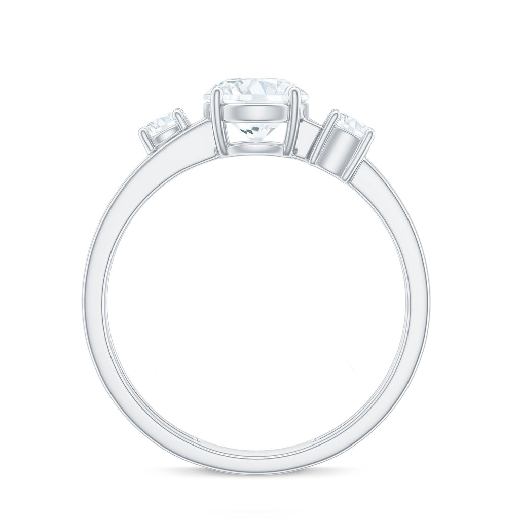 0.9 Carat Brilliant Cut Moissanite 3 Stone Engagement Ring with Double Band