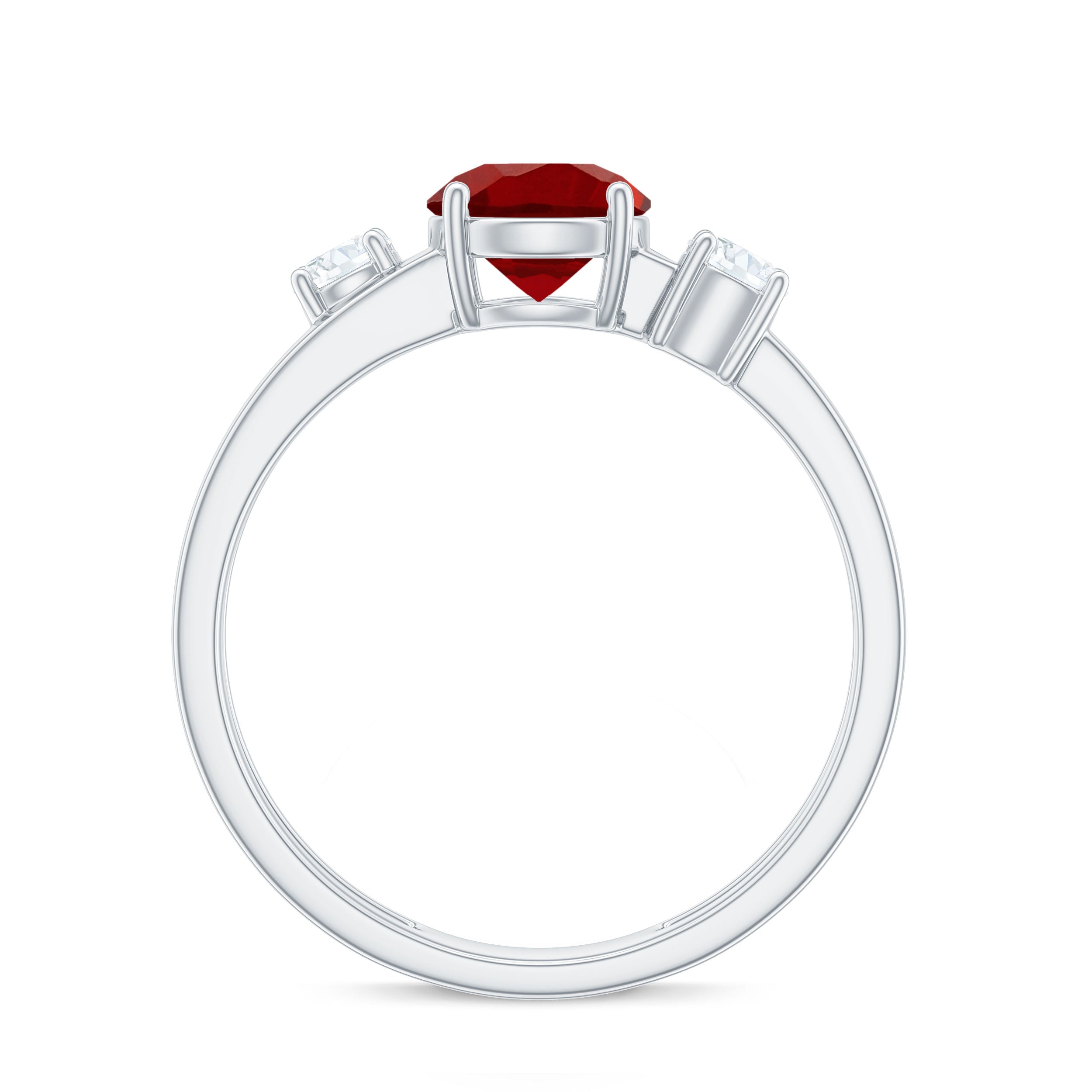 Certified 1.3 Carat Lab Grown Ruby Double Band Engagement Ring with Diamond