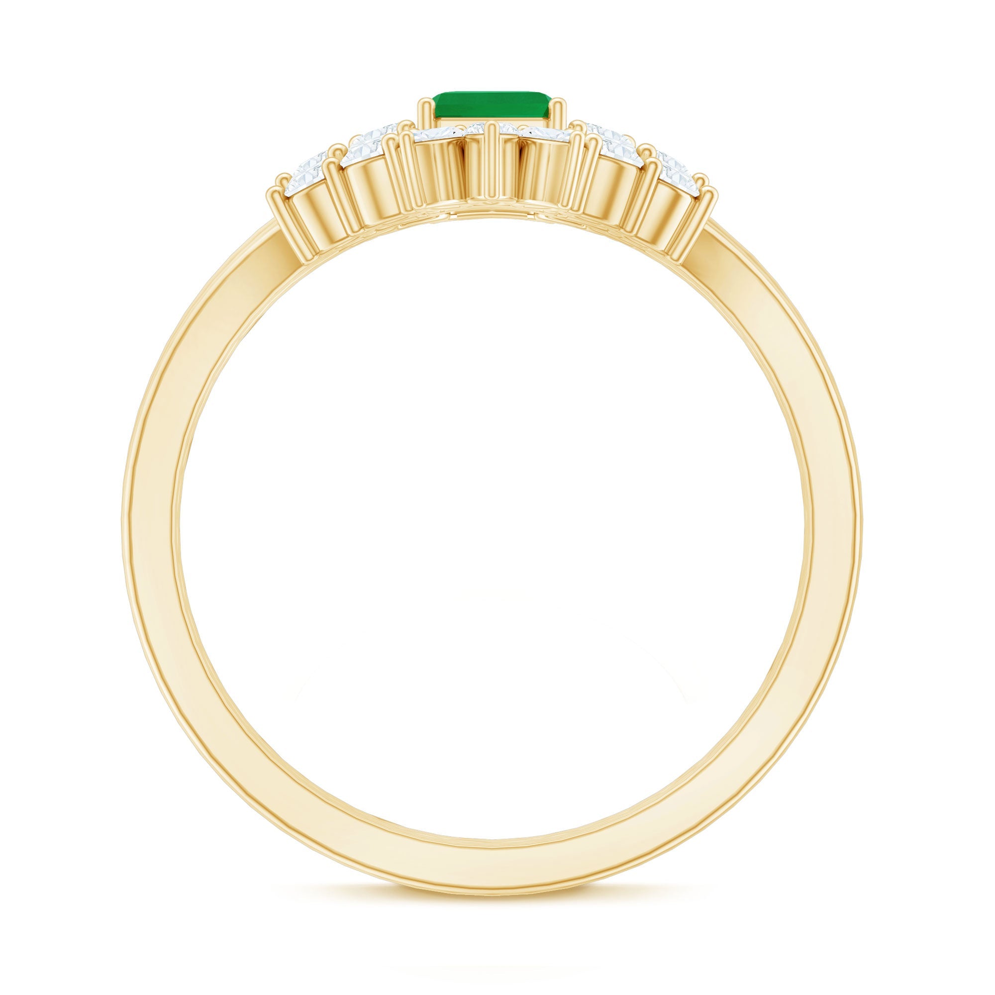 Certified Real Emerald Diamond Emerald Cut Engagement Ring and Wedding Band