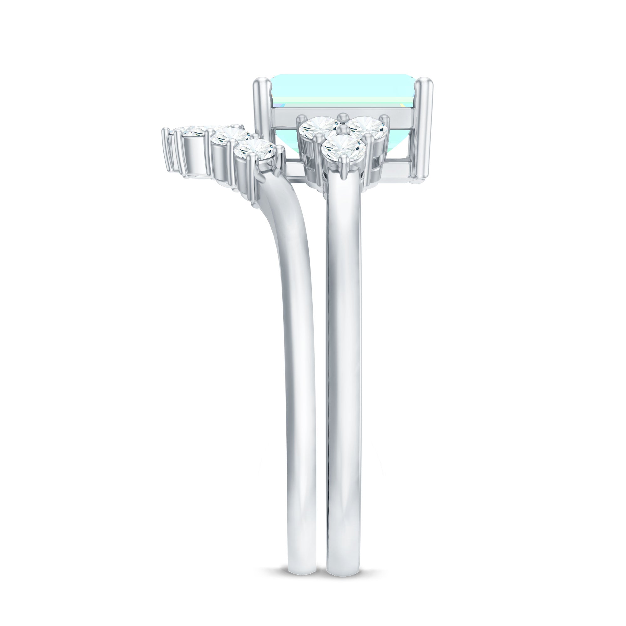 Certified Real Ethiopian Opal Diamond Emerald Cut Engagement Ring with Enhancer