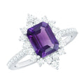 Vintage Style 1.4 Carat Emerald Cut Amethyst Engagement Ring with Diamonds