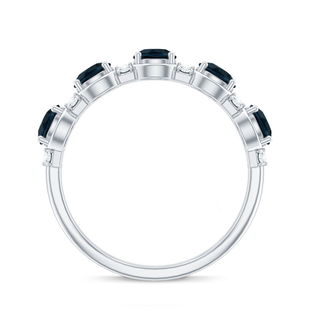 Round London Blue Topaz and Diamond Half Eternity Band