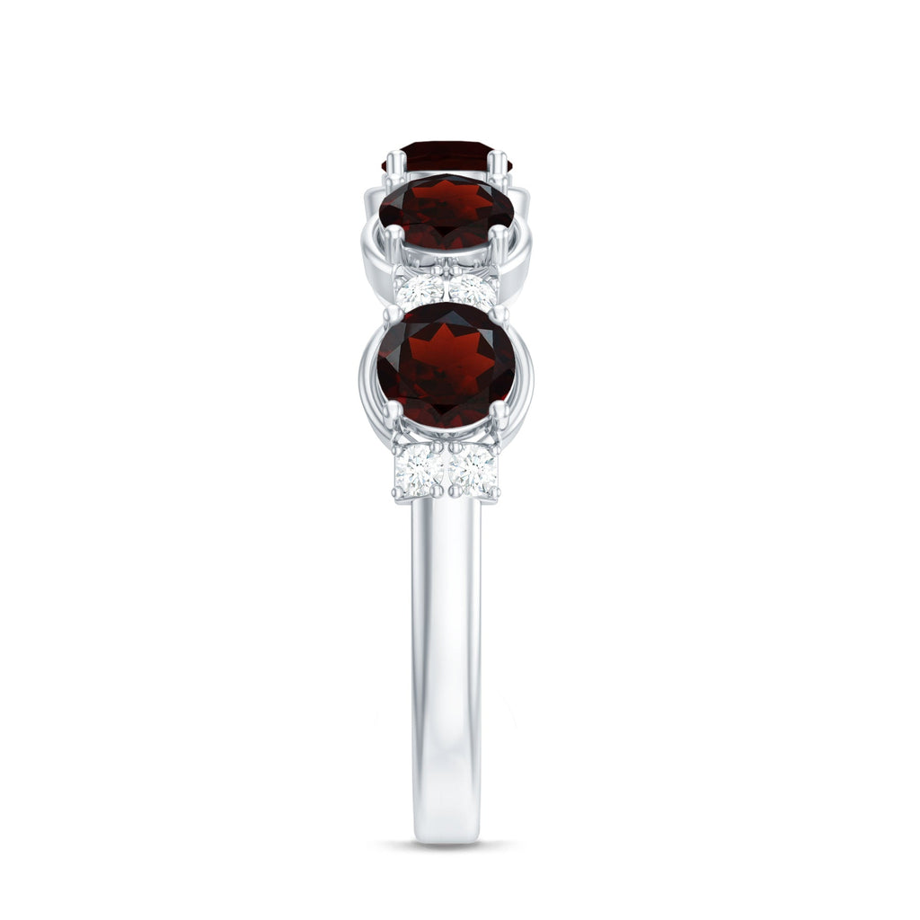 Certified Real Garnet Half Eternity Wedding Band with Diamond