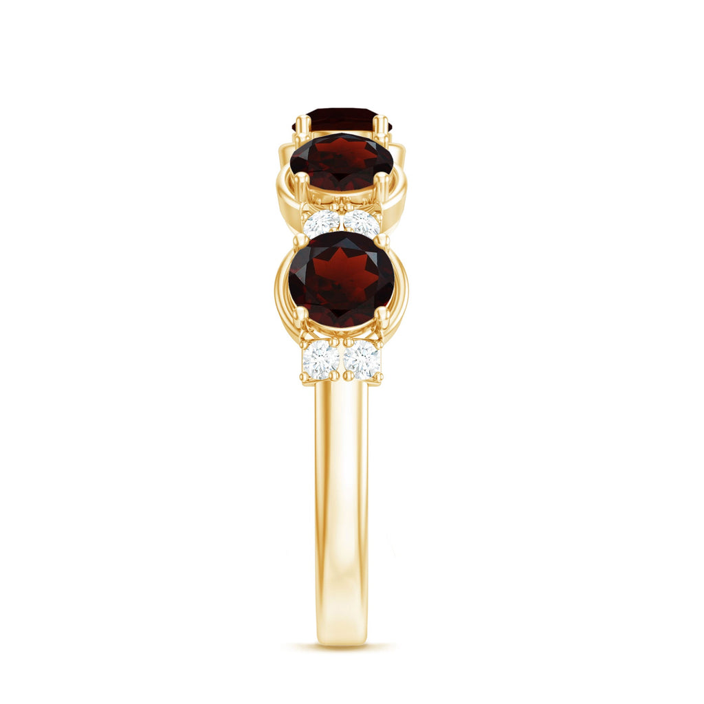 Certified Real Garnet Half Eternity Wedding Band with Diamond