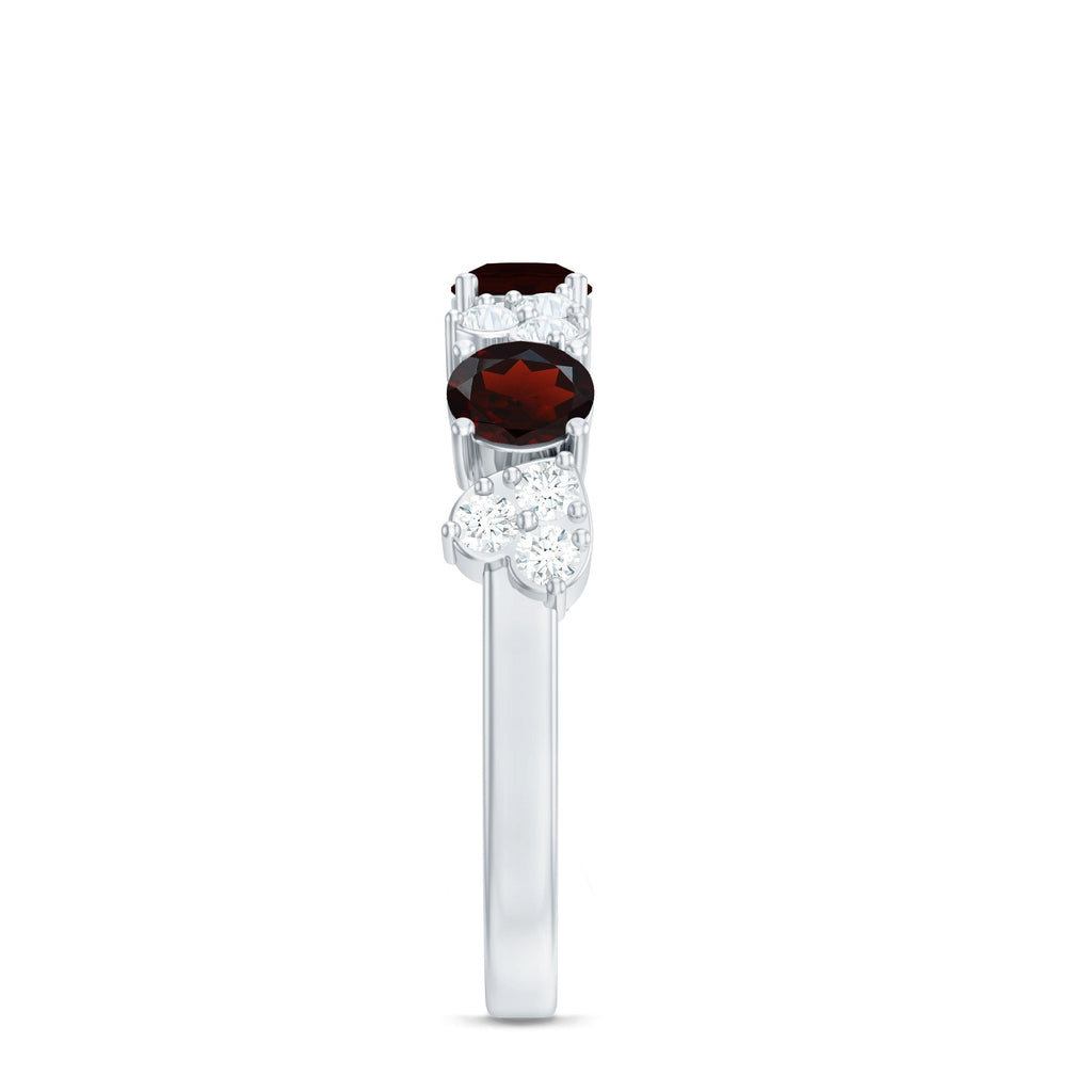 Certified Real Garnet Diamond Heart Eternity Ring for Anniversary
