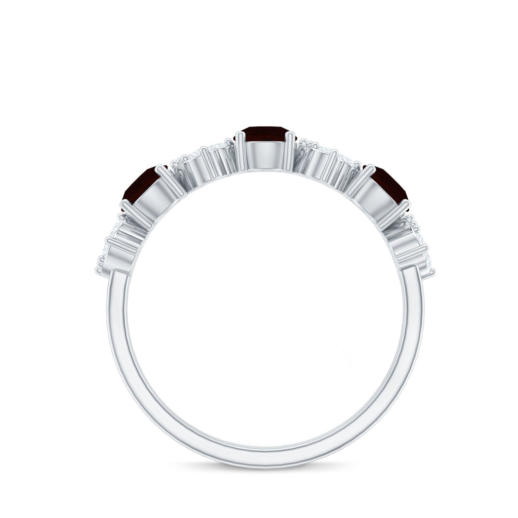 Certified Real Garnet Diamond Heart Eternity Ring for Anniversary