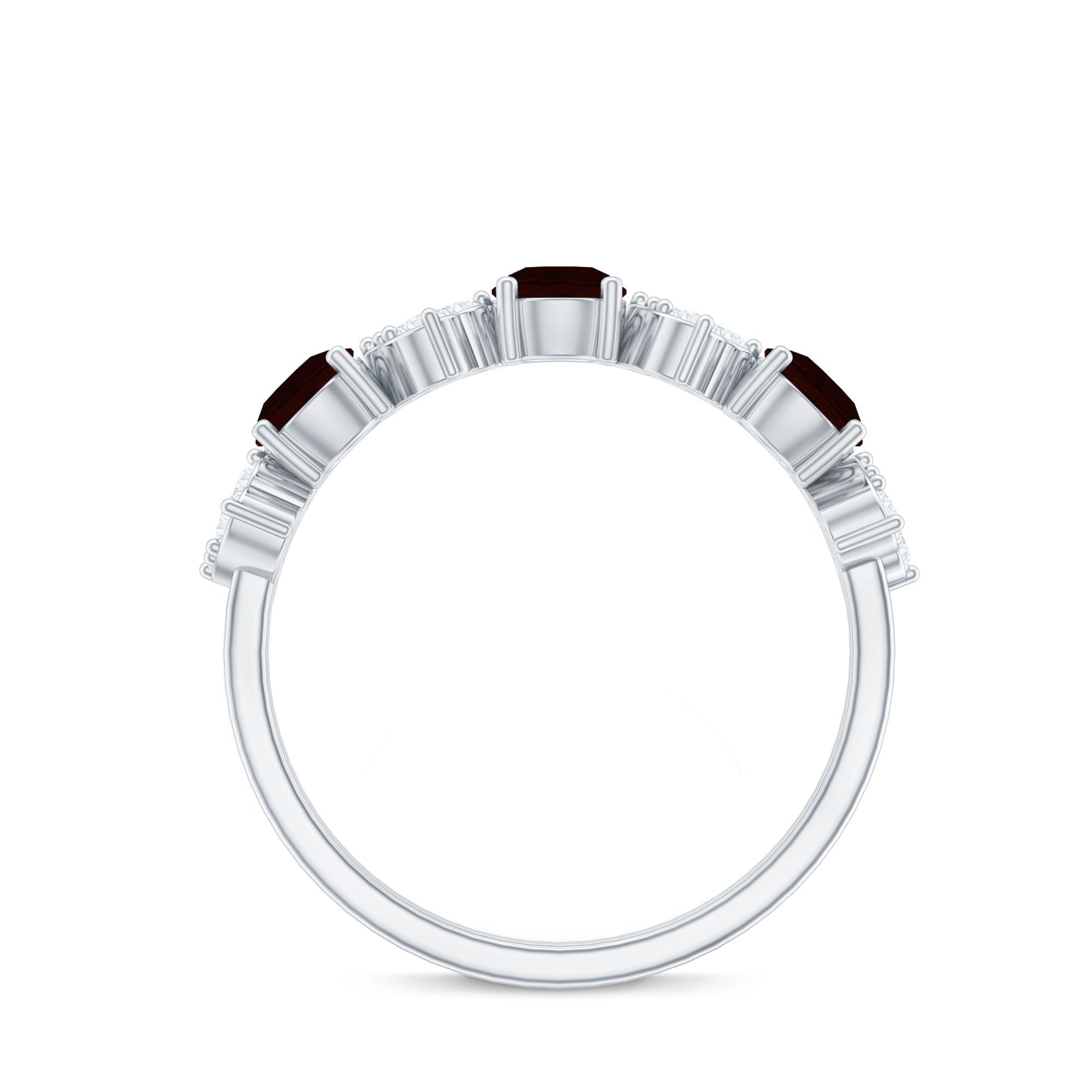 Certified Real Garnet Diamond Heart Eternity Ring for Anniversary