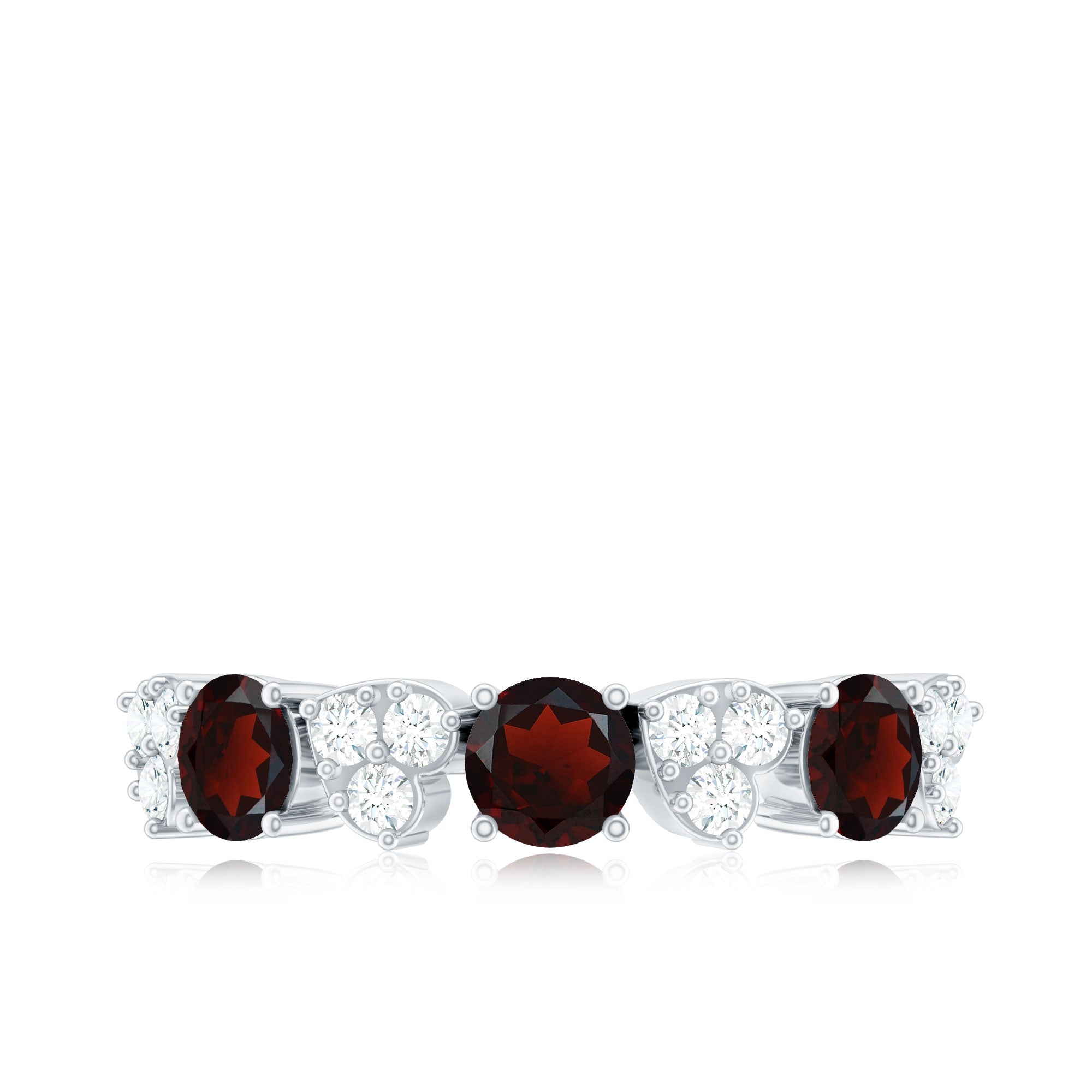 Certified Real Garnet Diamond Heart Eternity Ring for Anniversary
