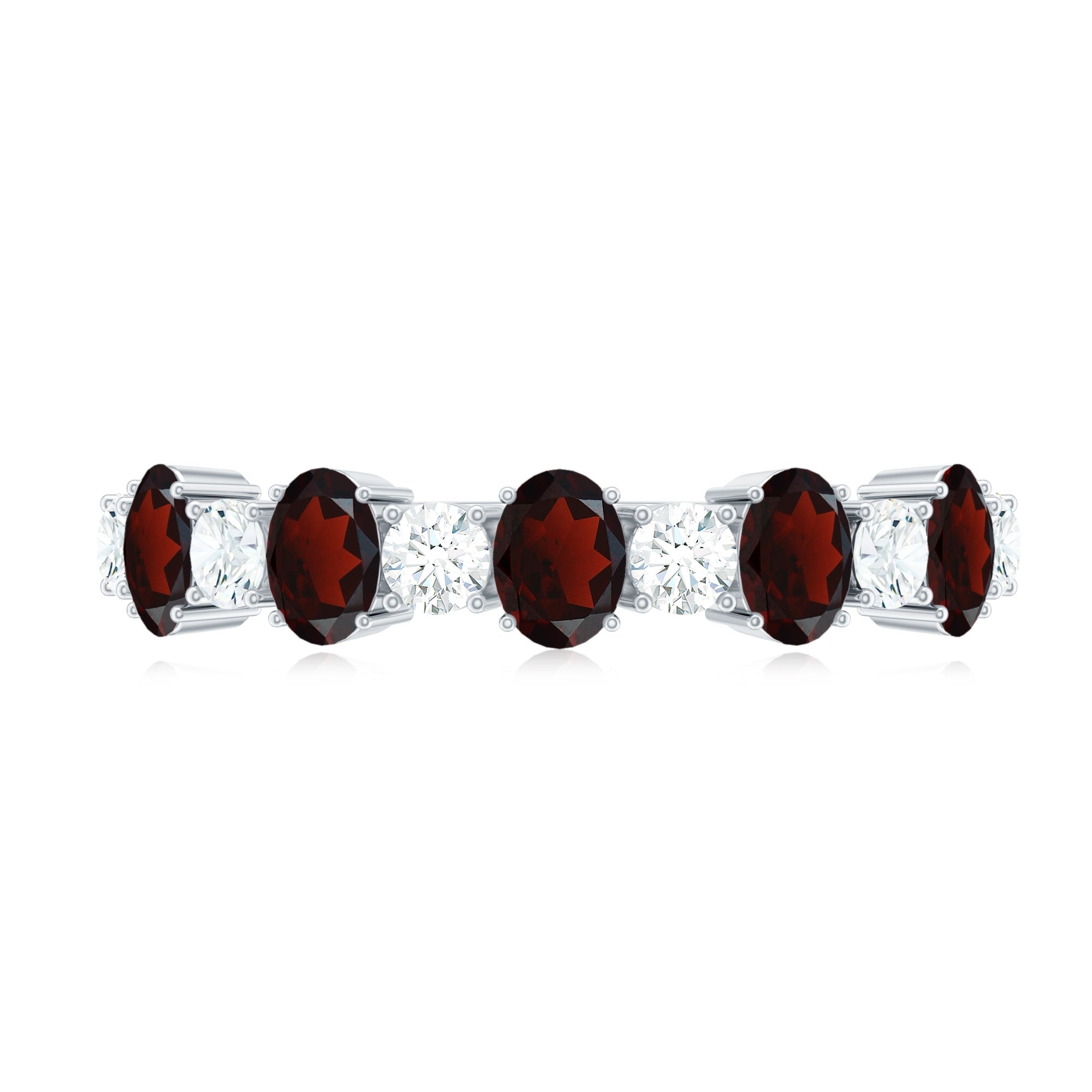 Certified Real Garnet Diamond Half Eternity Ring for Anniversary