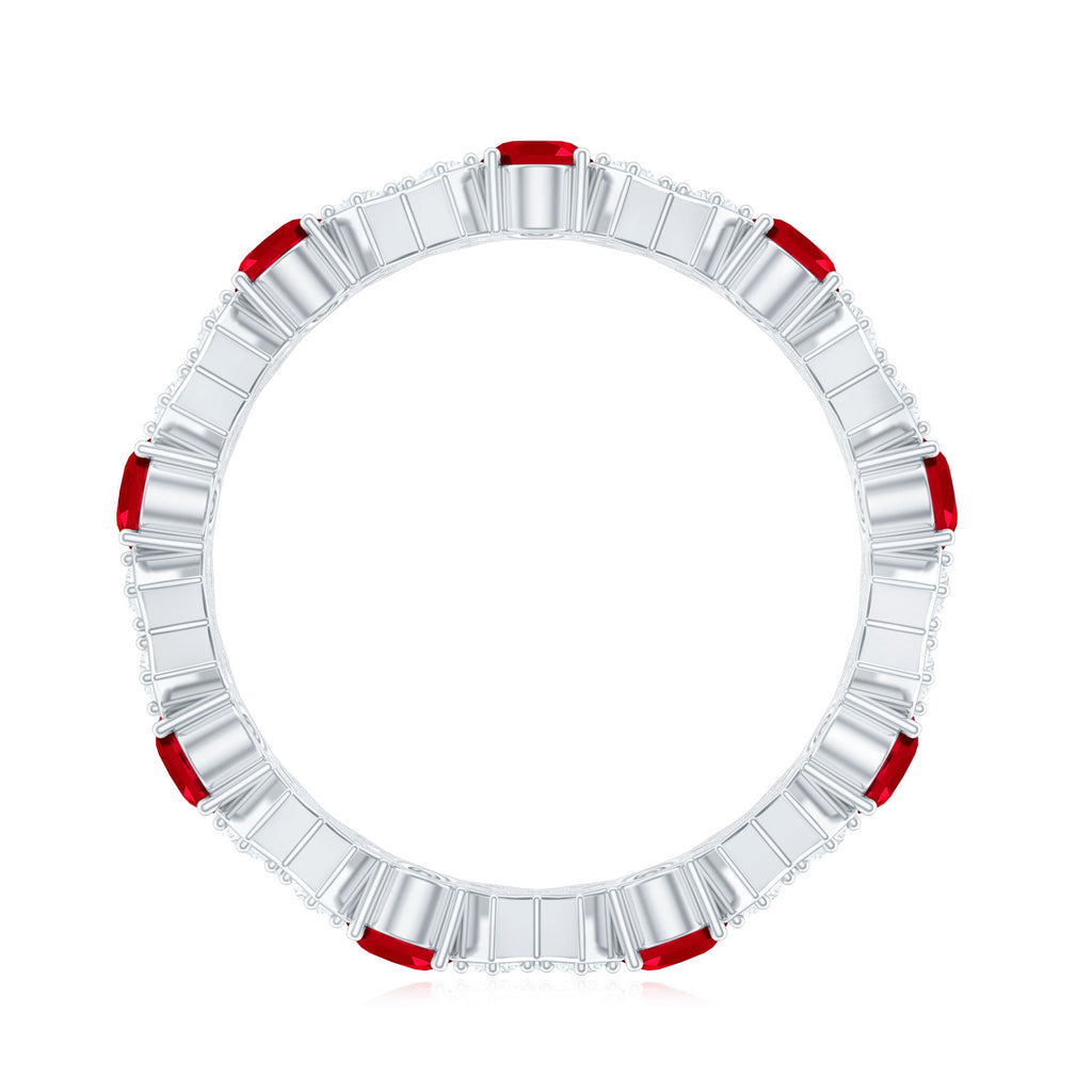 Certified Lab Grown Ruby Eternity Band Ring with Moissanite