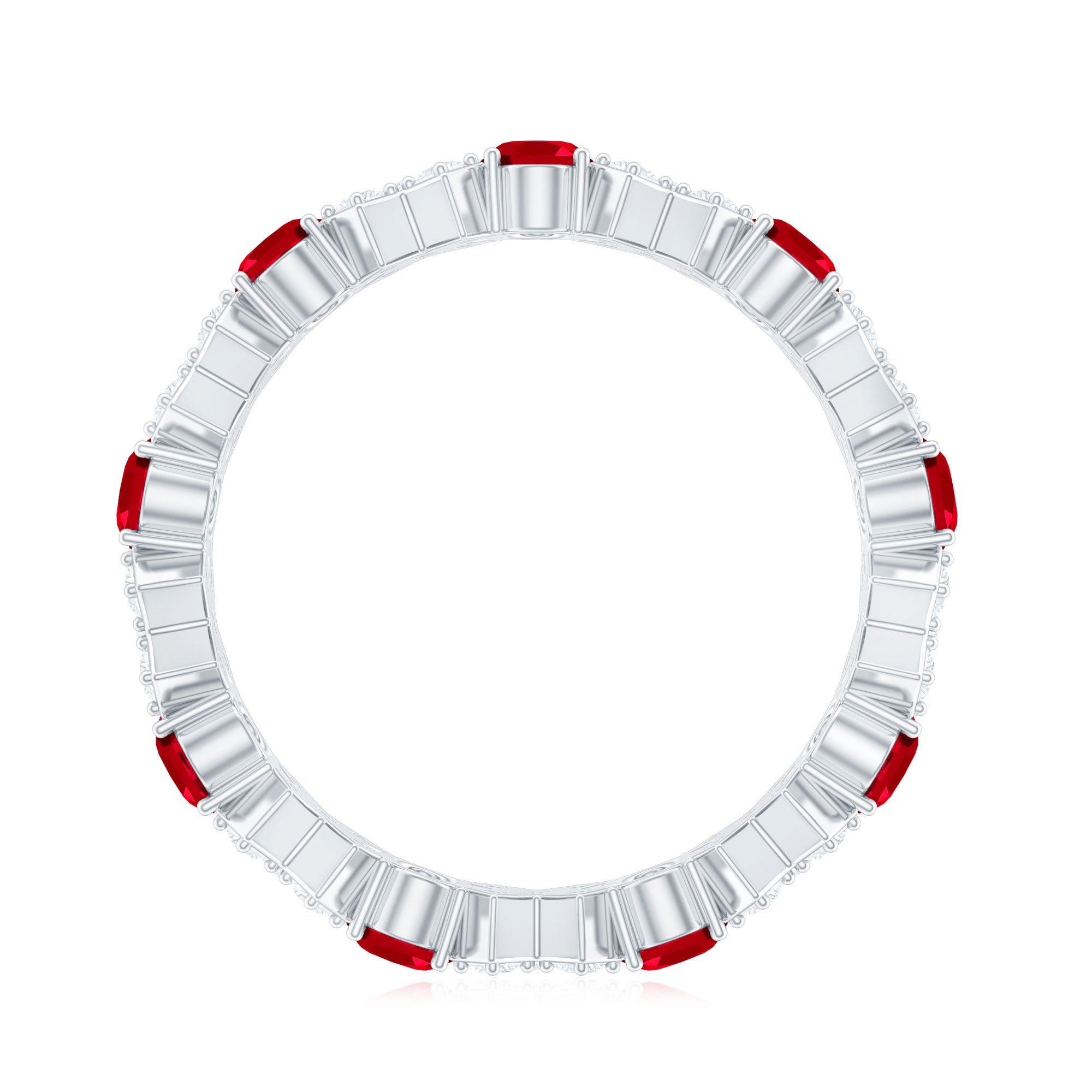 Certified Lab Grown Ruby Eternity Band Ring with Moissanite