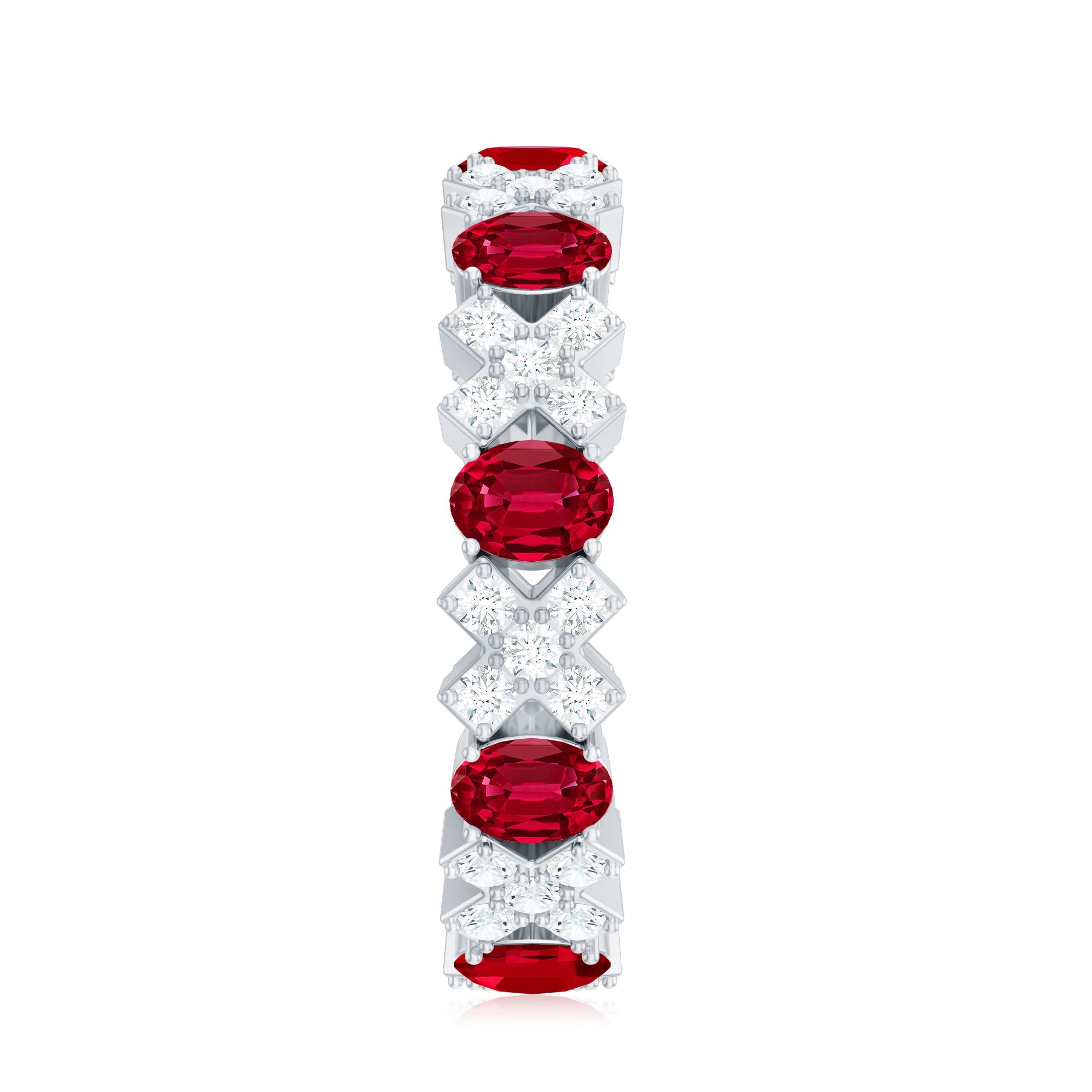 Certified Lab Grown Ruby Eternity Band Ring with Moissanite