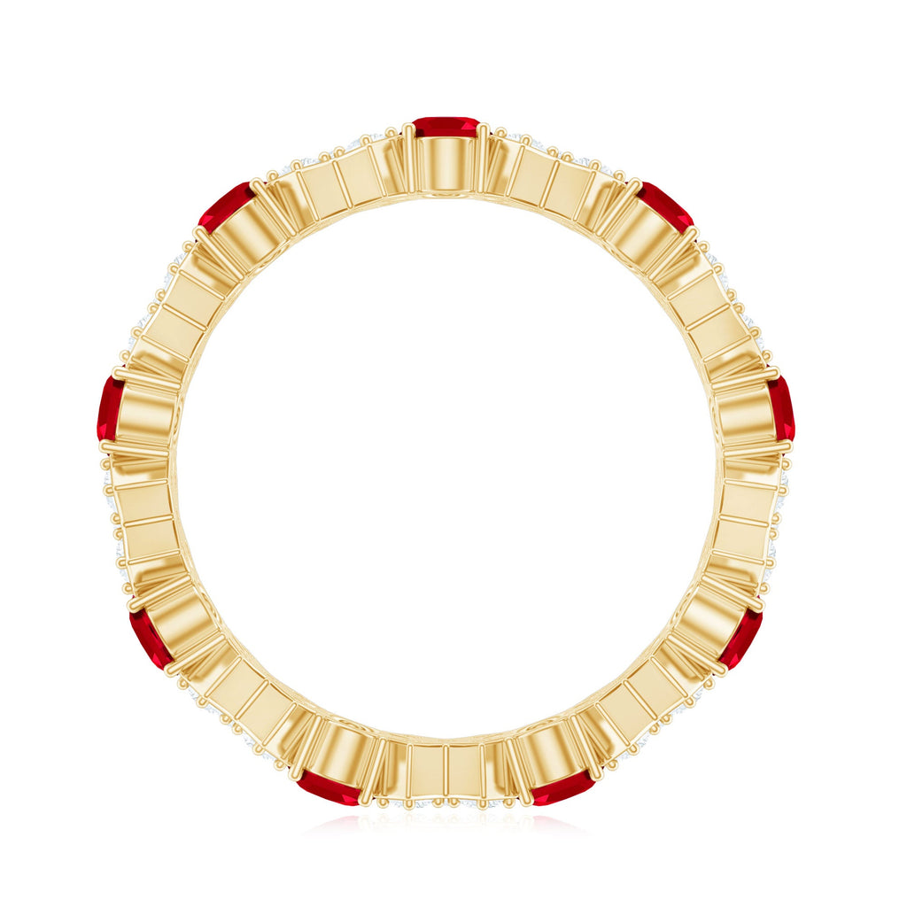 Certified Lab Grown Ruby Eternity Band Ring with Moissanite