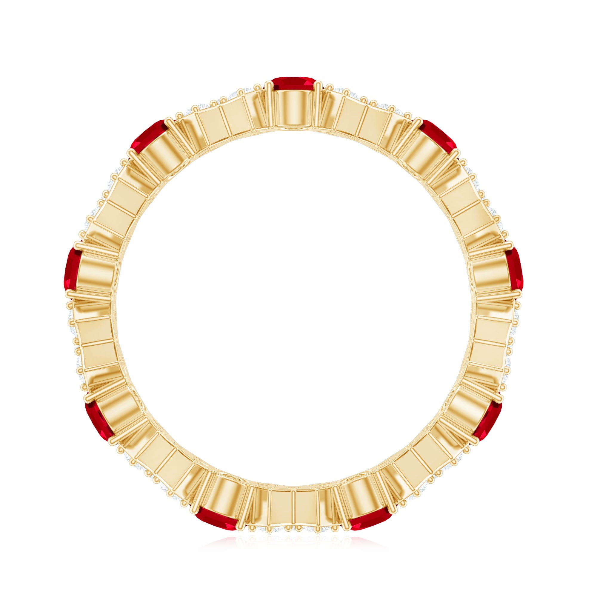 Certified Lab Grown Ruby Eternity Band Ring with Moissanite