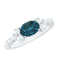 1 Carat Oval Cut London Blue Topaz Promise Ring with Diamond
