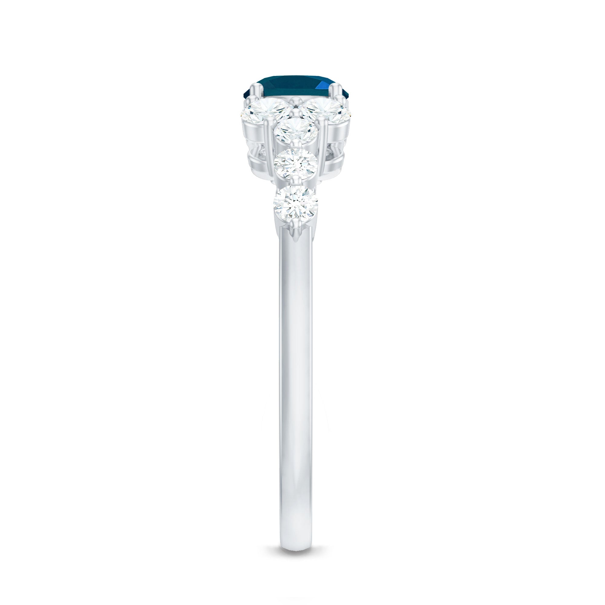 1 Carat Oval Cut London Blue Topaz Promise Ring with Diamond