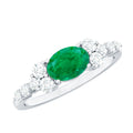 0.7 Carat Oval Cut Emerald Promise Ring with Diamond