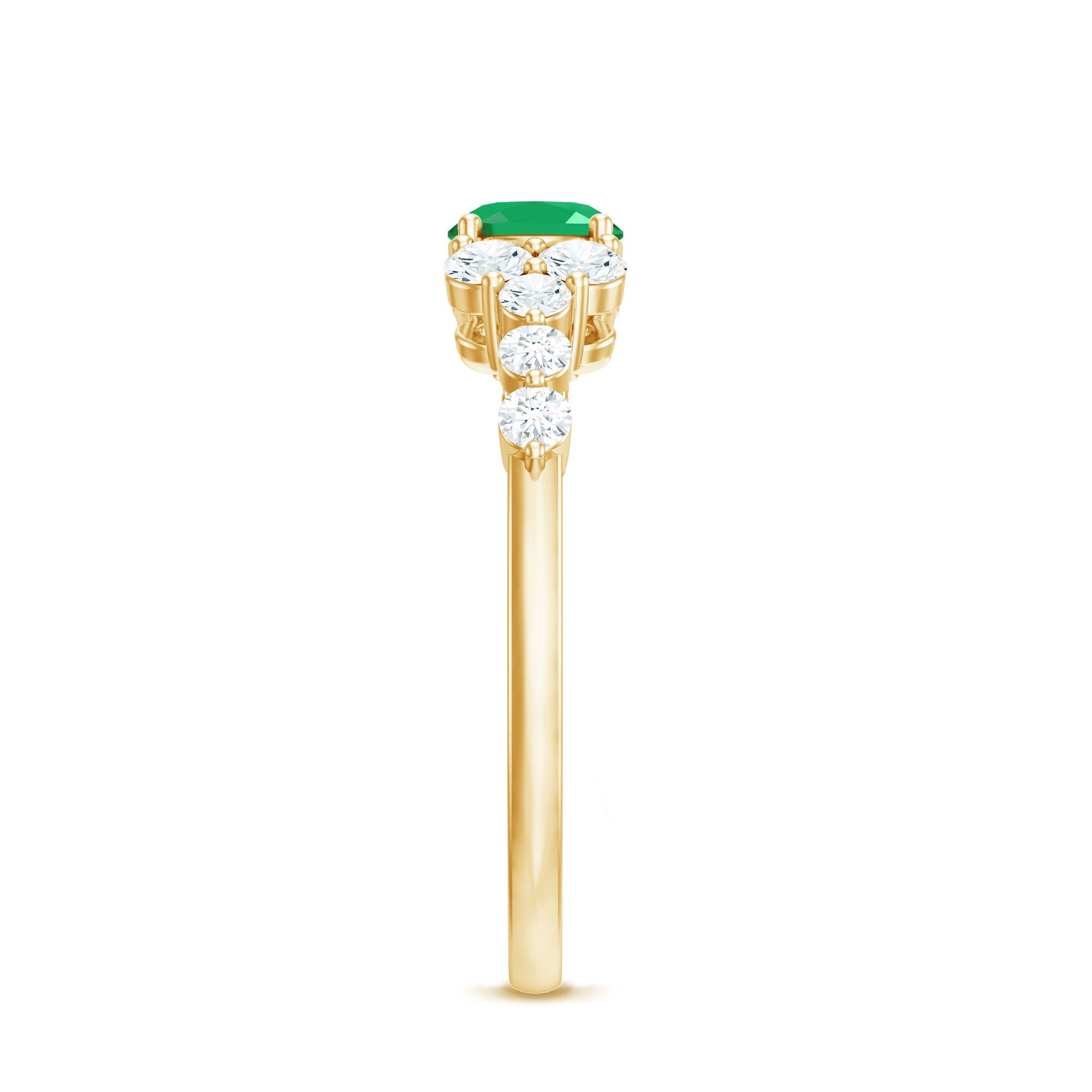 0.7 Carat Oval Cut Emerald Promise Ring with Diamond