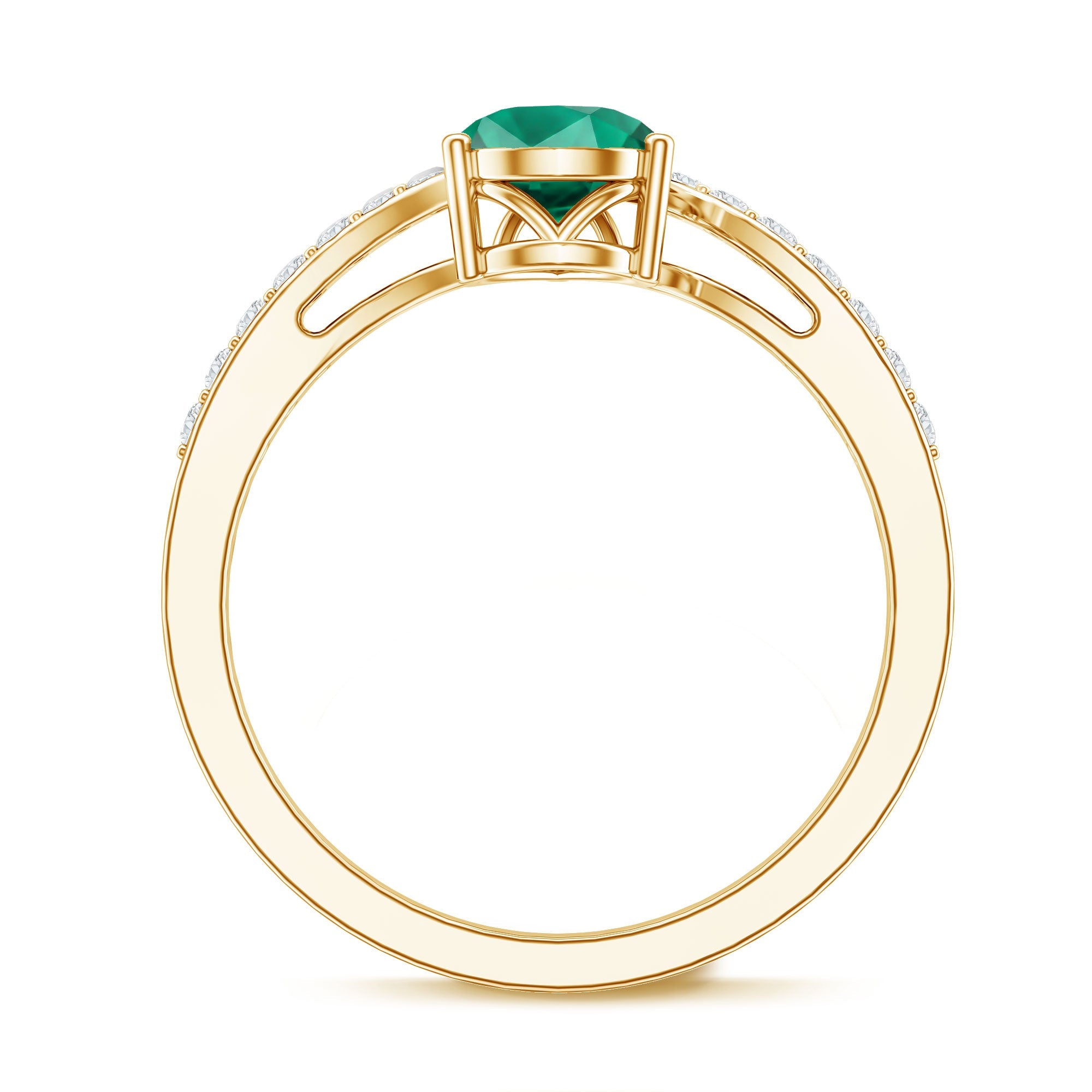 Classic Lab Grown Emerald Diamond Teardrop Engagement Ring with Bypass Shank