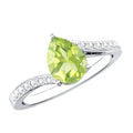 1 Carat Pear Shaped Peridot Engagement Ring with Diamond Bypass Shank