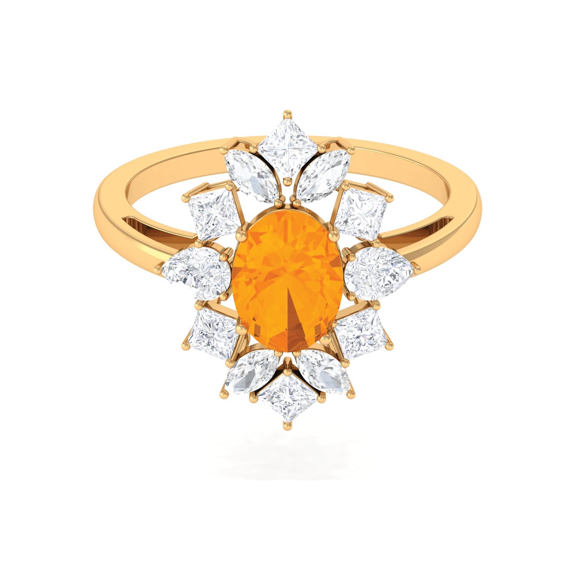 1 Carat Oval Fire Opal Cocktail Engagement Ring with Moissanite
