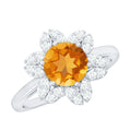 Natural Citrine Floral Engagement Ring with Diamond