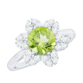 2 Carat Natural Peridot Flower Engagement Ring with Diamond