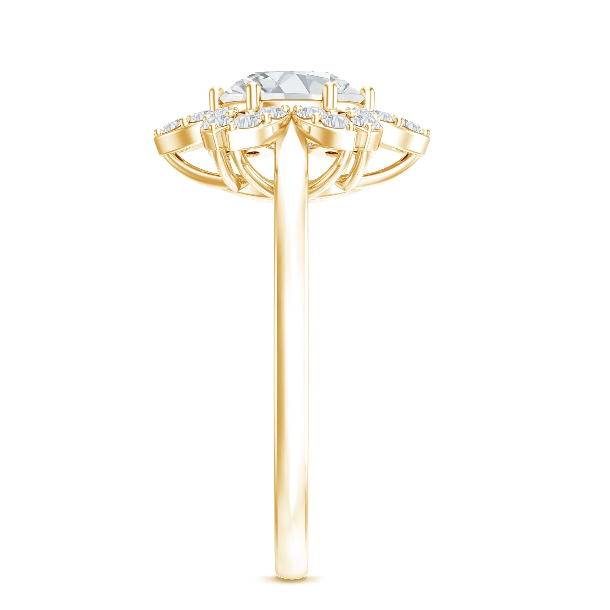 Certified Moissanite Flower Halo Engagement Ring for Women