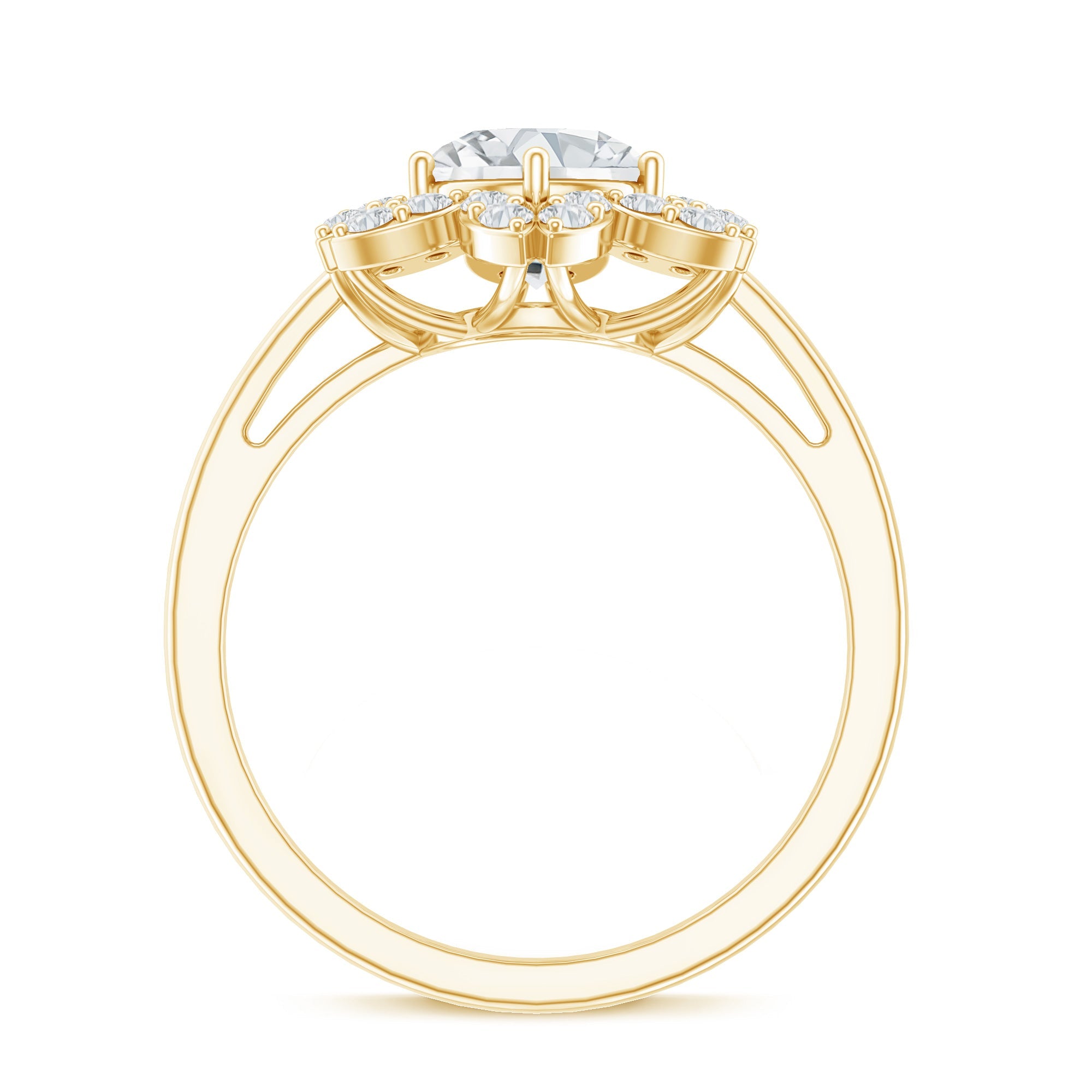 Certified Moissanite Flower Halo Engagement Ring for Women