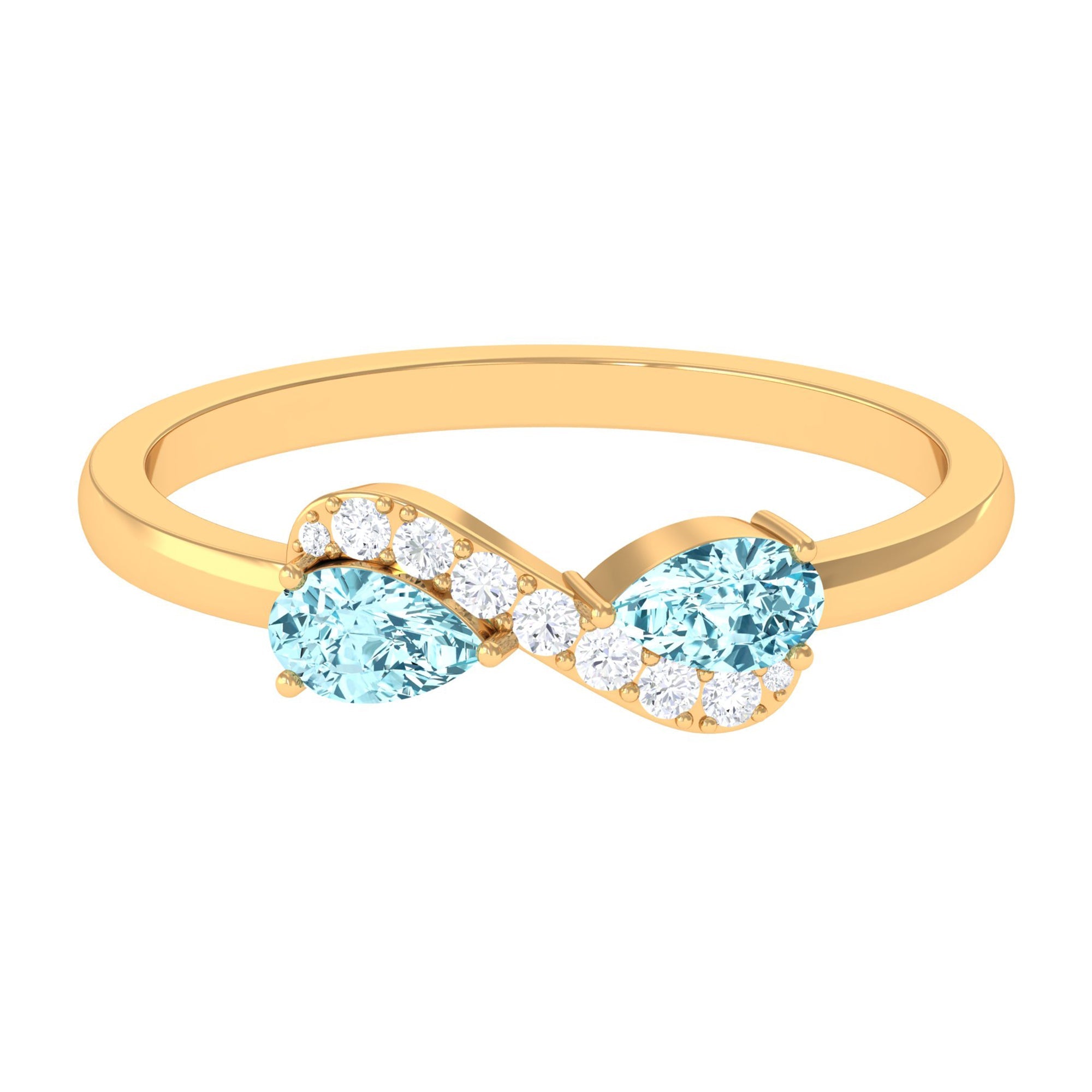 0.7 Carat Pear Aquamarine Infinity Promise Ring with Diamond