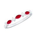 Natural Marquise Ruby Diamond Half Eternity Ring for Anniversary