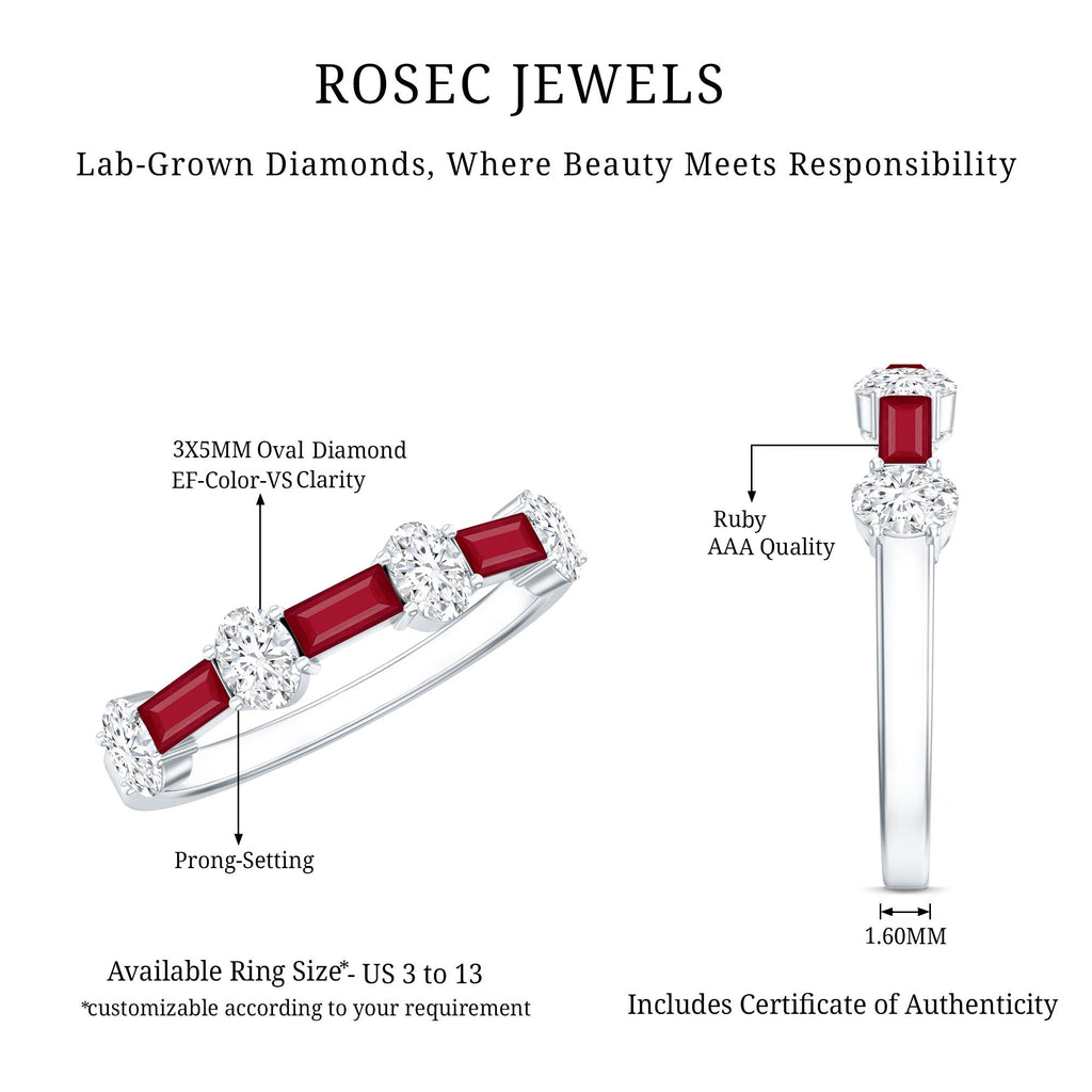 Ruby and Lab Grown Diamond Half Eternity Ring