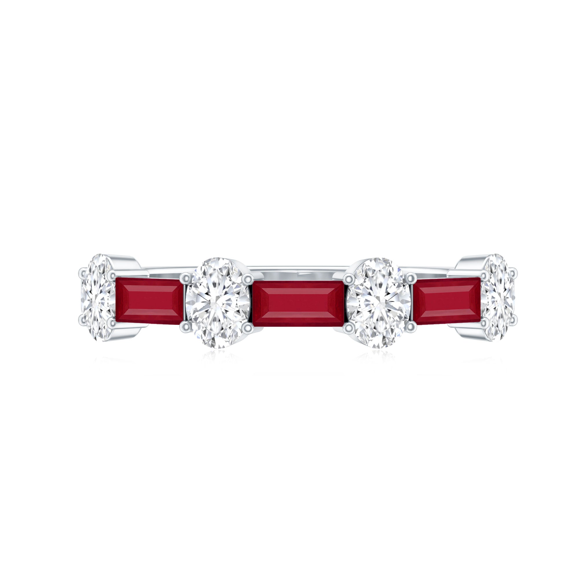 Ruby and Lab Grown Diamond Half Eternity Ring
