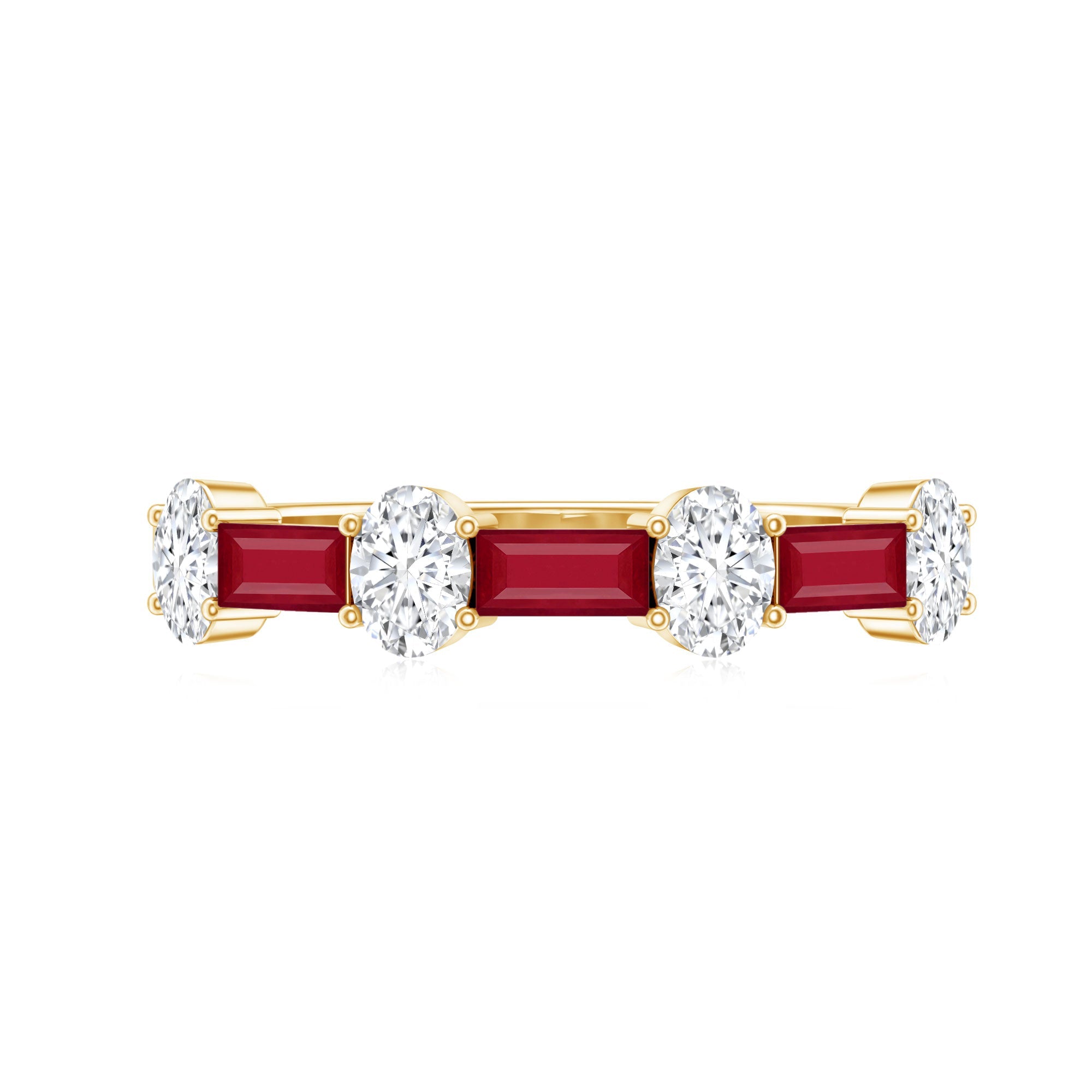 Ruby and Lab Grown Diamond Half Eternity Ring
