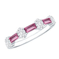 Natural Pink Tourmaline Semi Eternity Ring with Moissanite