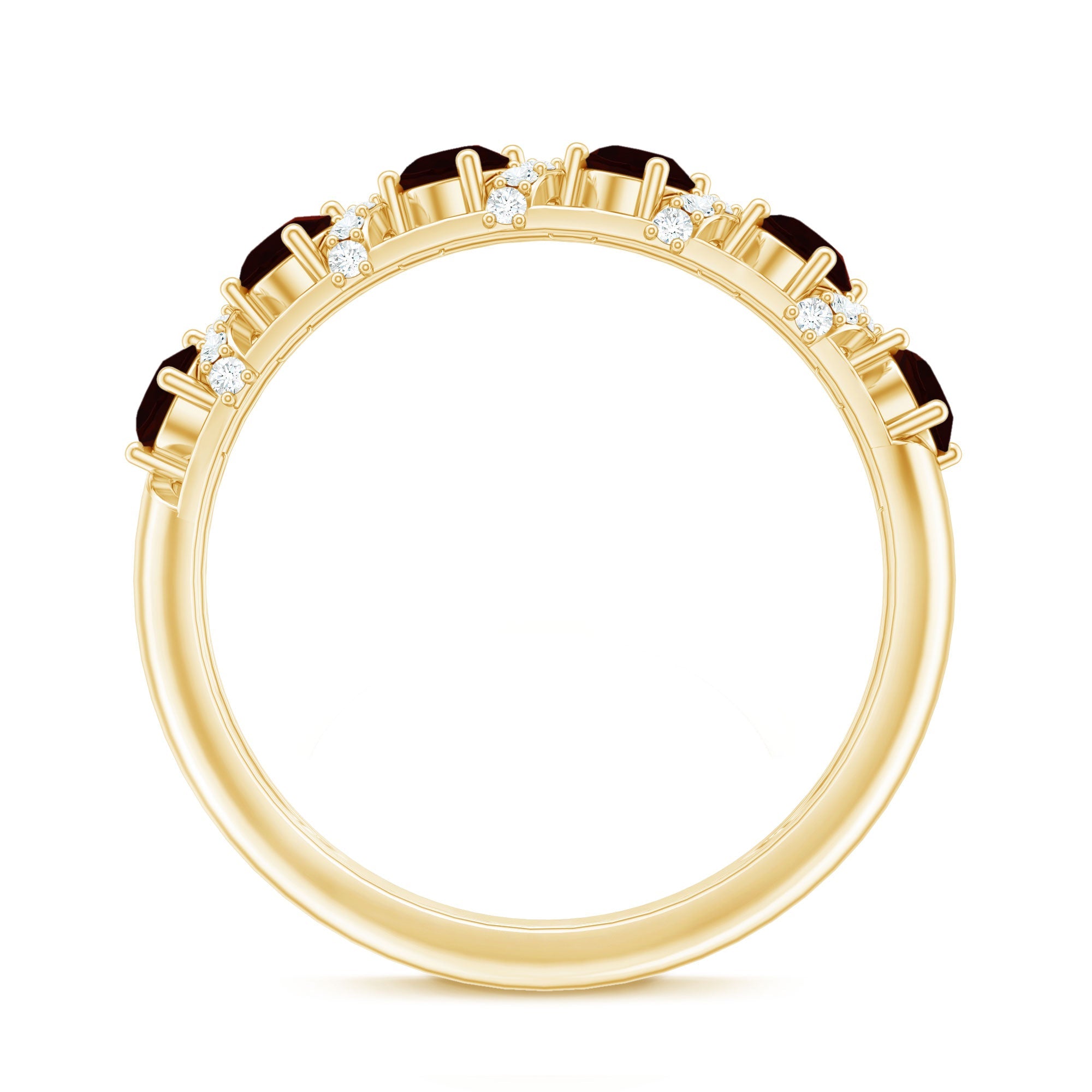 Genuine Red Garnet Diamond Half Eternity Ring for Anniversary