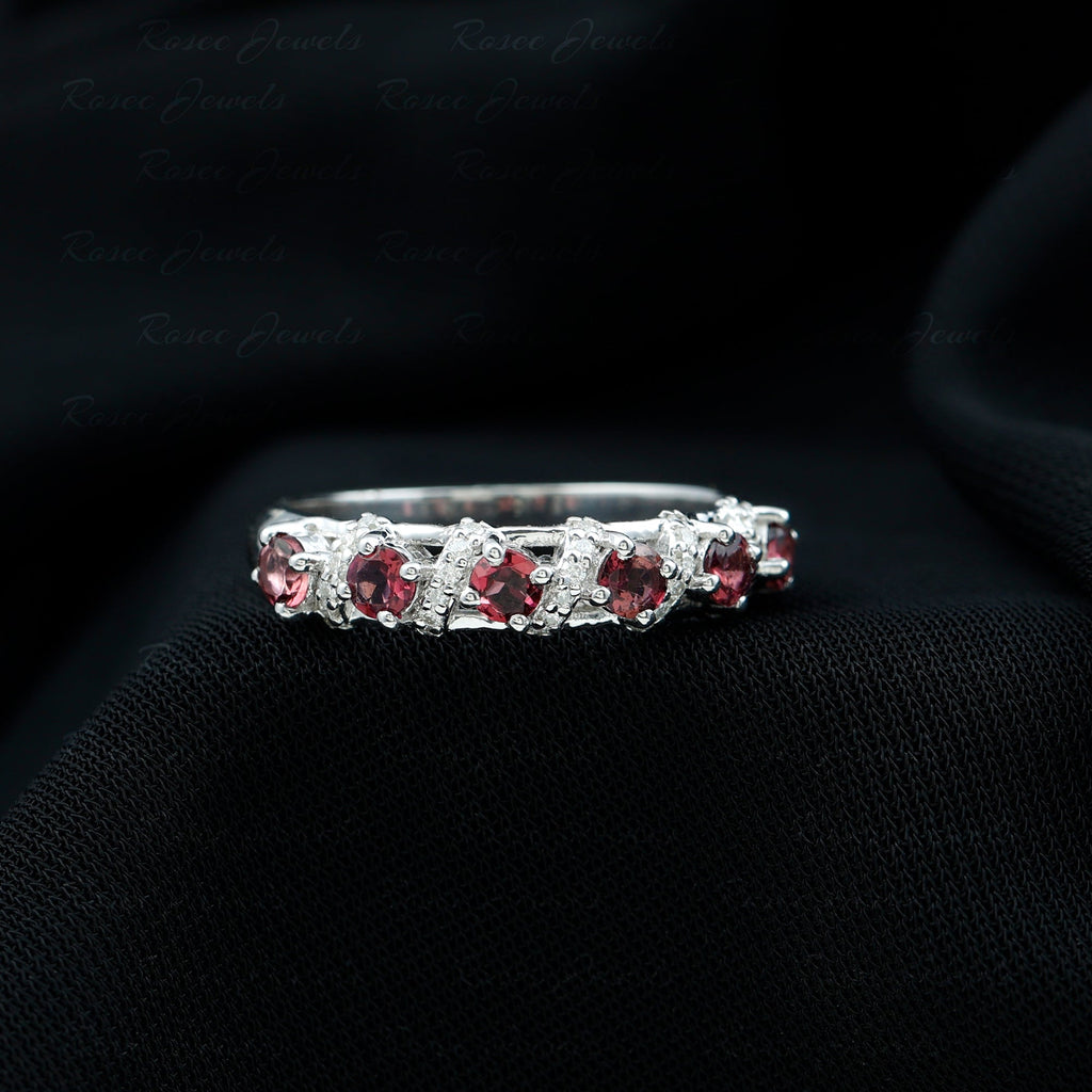 Designer Pink Tourmaline and Diamond Anniversary Ring