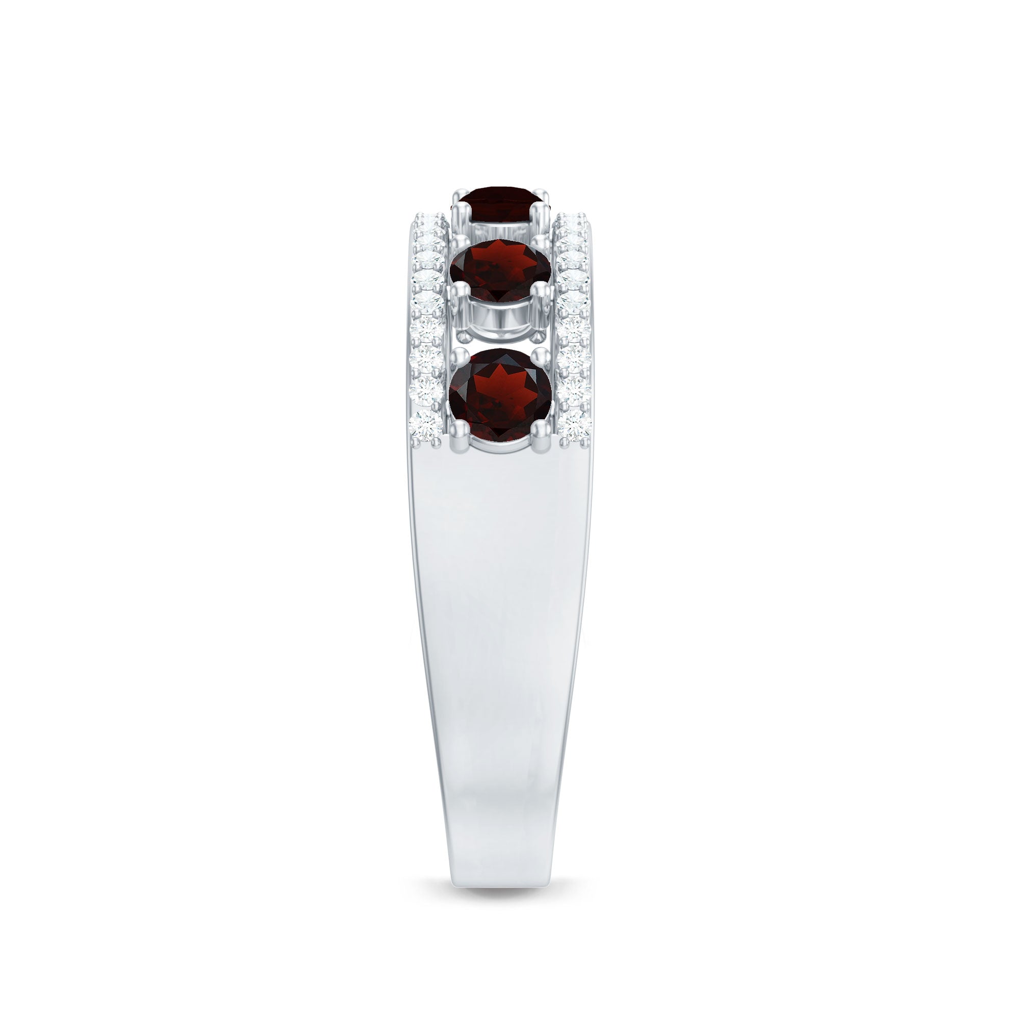 Natural Garnet Half Eternity Band with Diamond