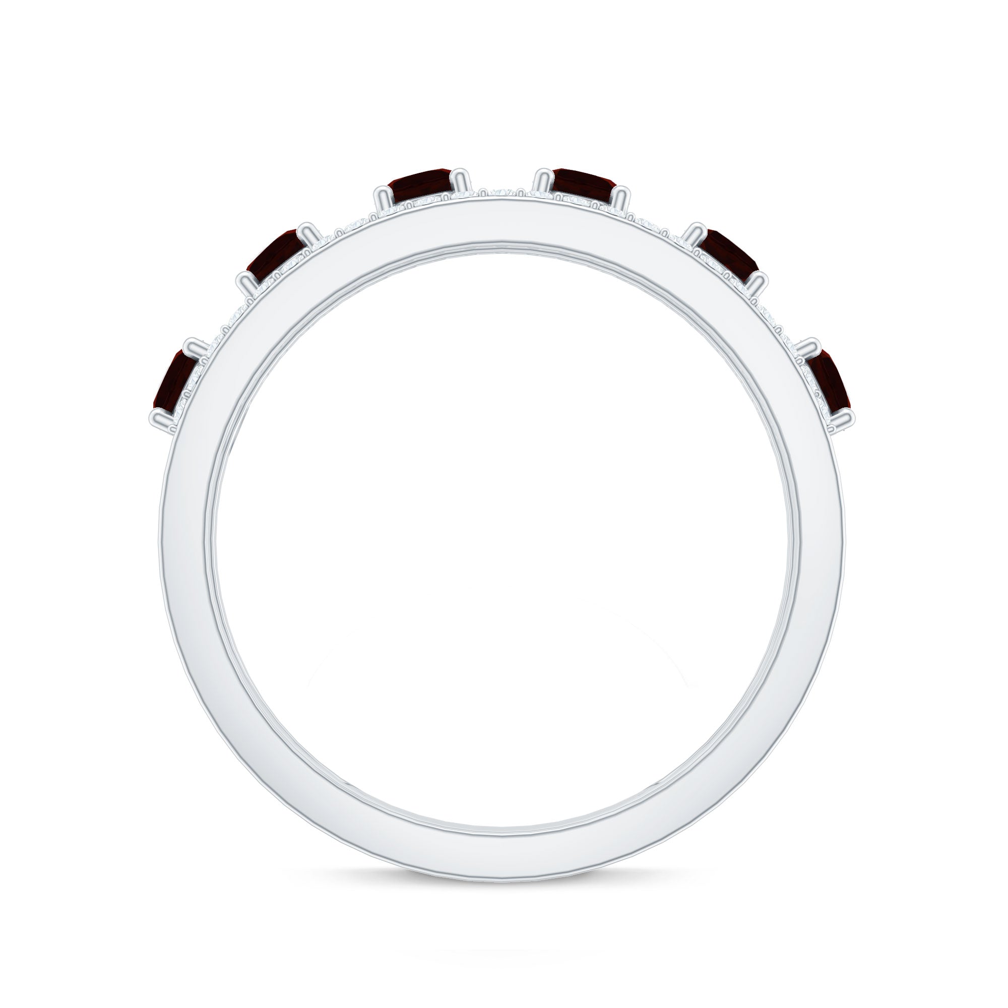 Natural Garnet Half Eternity Band with Diamond