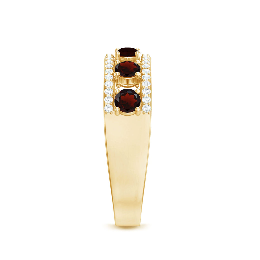 Natural Garnet Half Eternity Band with Diamond