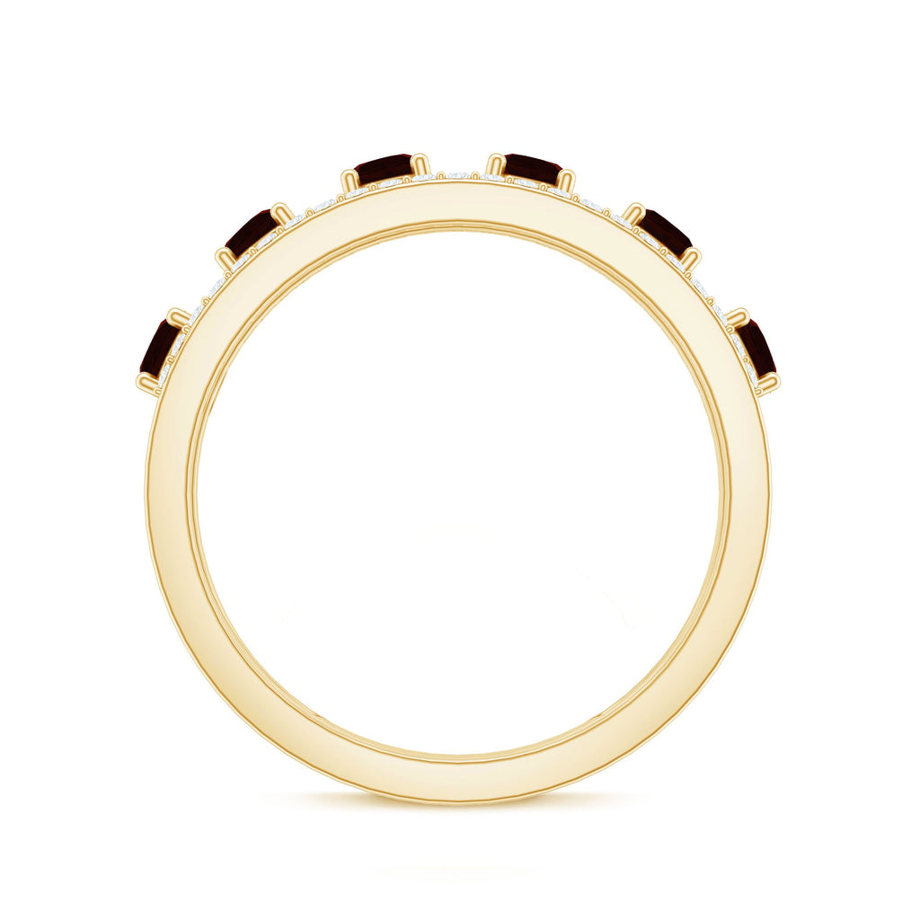 Natural Garnet Half Eternity Band with Diamond
