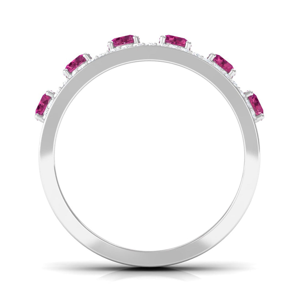 Pink Tourmaline Anniversary Ring with Diamond