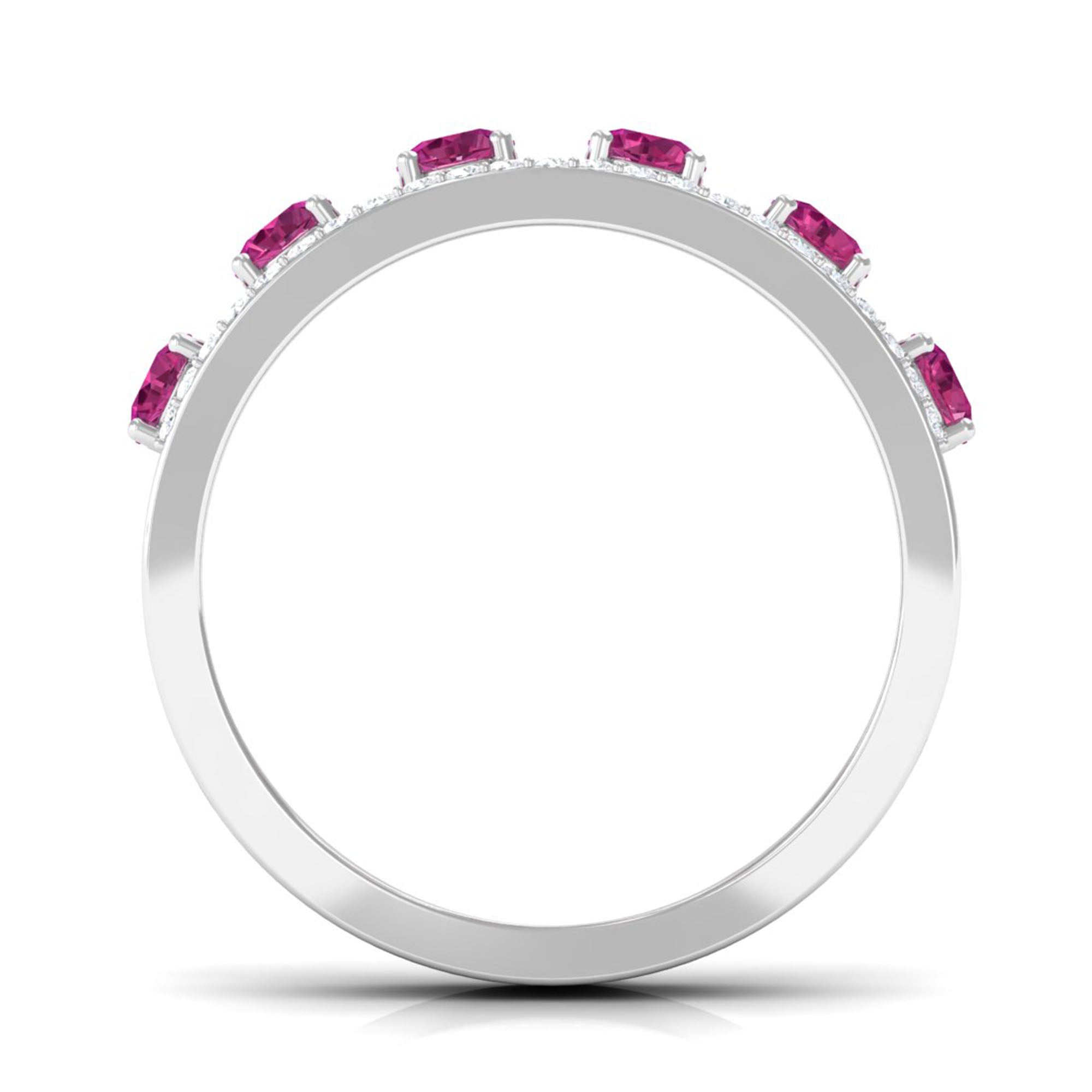 Pink Tourmaline Anniversary Ring with Diamond